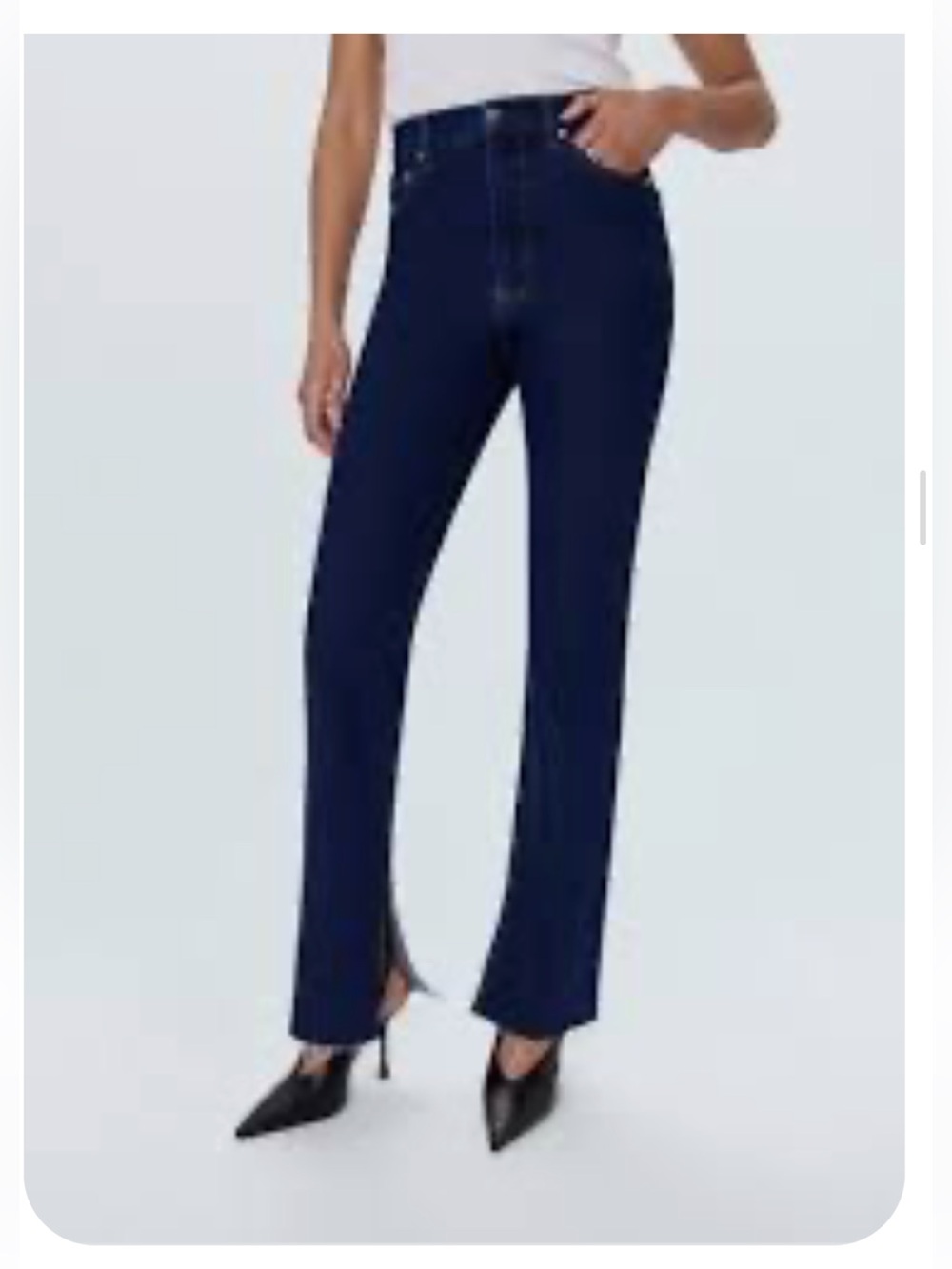 Pistola Colleen high rise dark wash split hem straight pull on jeans XS 0 2